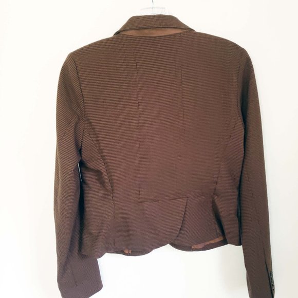 Forever 21 Women's S Copper Lined Button Hounds Tooth Pattern Suit Coat Blazer - Picture 6 of 12